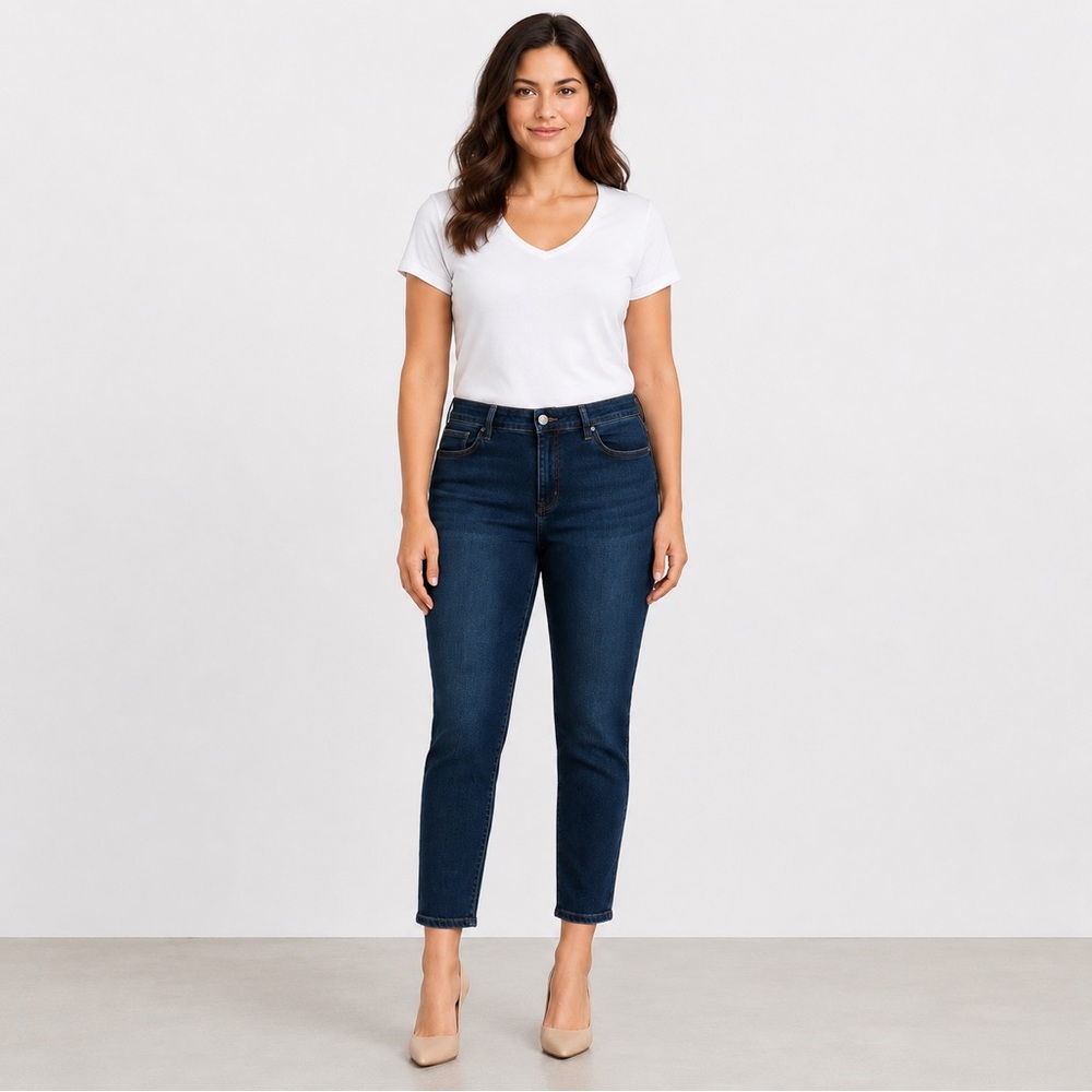 NYDJ Sheri Slim Denim Jeans Lift Tuck Womens 14 Blue Ankle Straight High Stretch